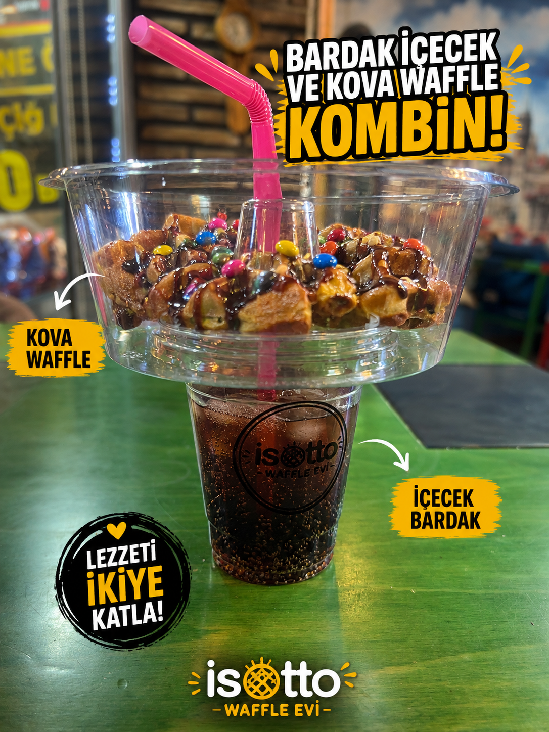 Orta boy karışık içecek kova kombin
